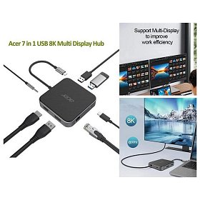 Док-станция Acer 7 in 1, 8K, HDMI, DP, 2xUSB3.2, USB-C, RJ45, 3.5mm AP (HP.DSCAB.013)