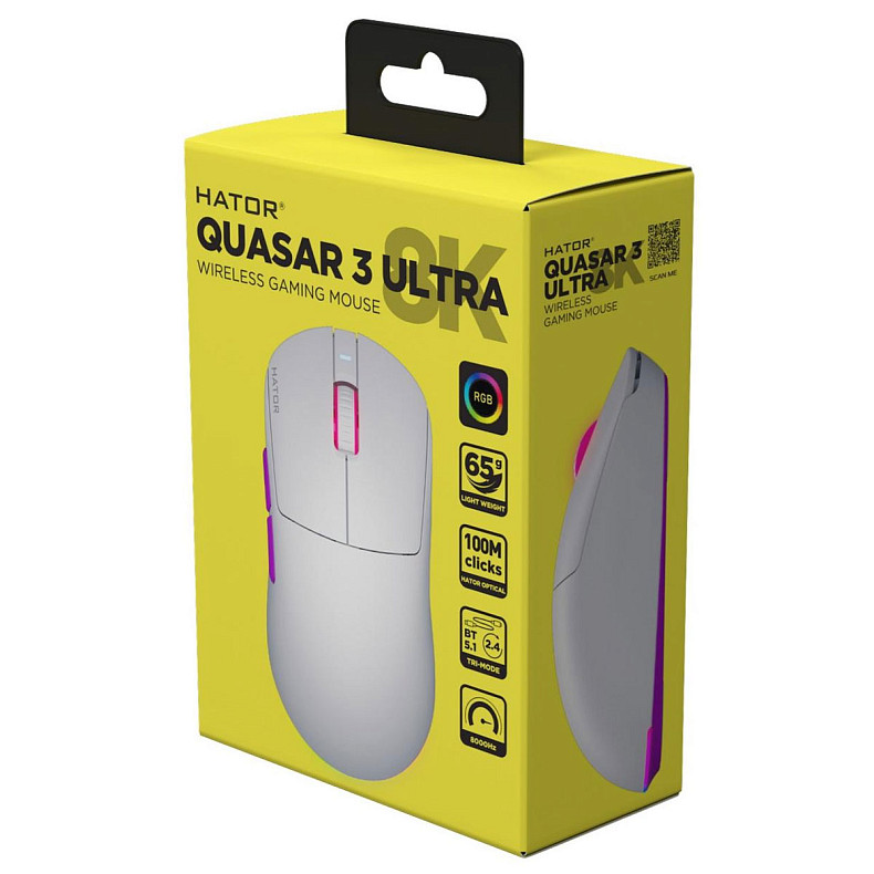 Игровая мышь HATOR Quasar 3 ULTRA 8K Wireless (HTM771) white