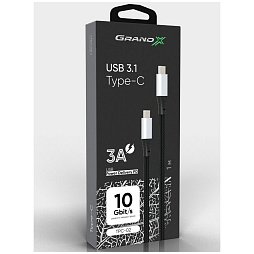 Кабель Grand-X USB Type-C - USB Type-C, Power Delivery, 65W, 1м, Black (TPC-02)