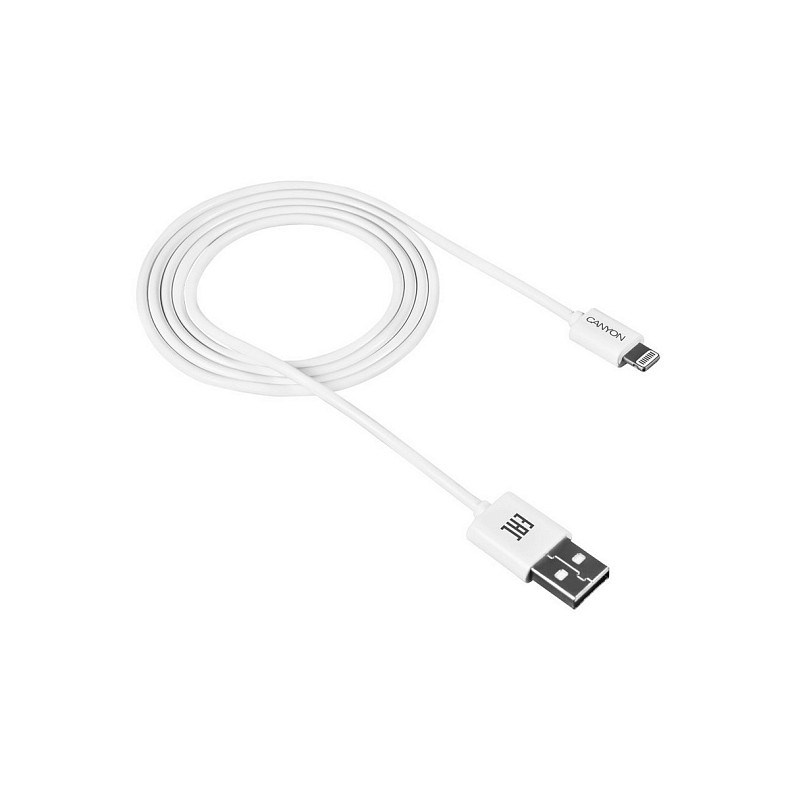 Кабель Canyon USB - Lightning 1м, White (CNE-CFI1W)