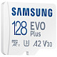 Карта памяти MicroSDXC 128GB UHS-I/U3 Class 10 Samsung Evo Plus R160MB/s + SD-адаптер (MB-MC128SA/EU