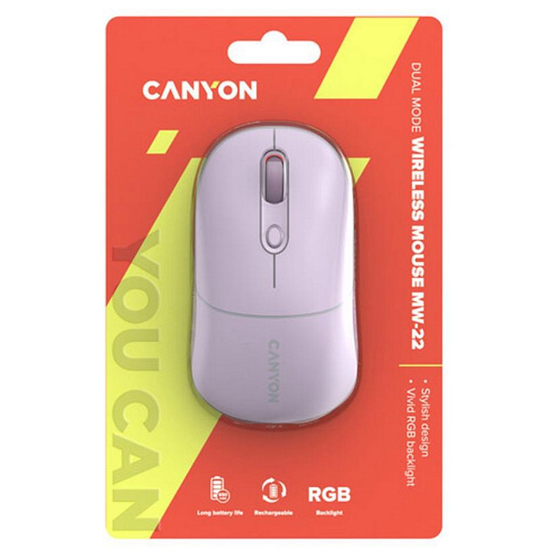 Миша бездротова Canyon MW-22 Dual Band RGB Wireless Pearl Rose (CNS-CMSW22PR)