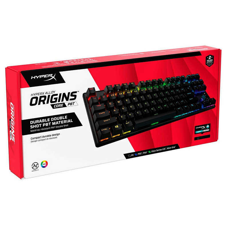 Клавіатура HyperX Alloy Origins Core PBT Aqua USB RGB ENG/RU Black (639N9AA)