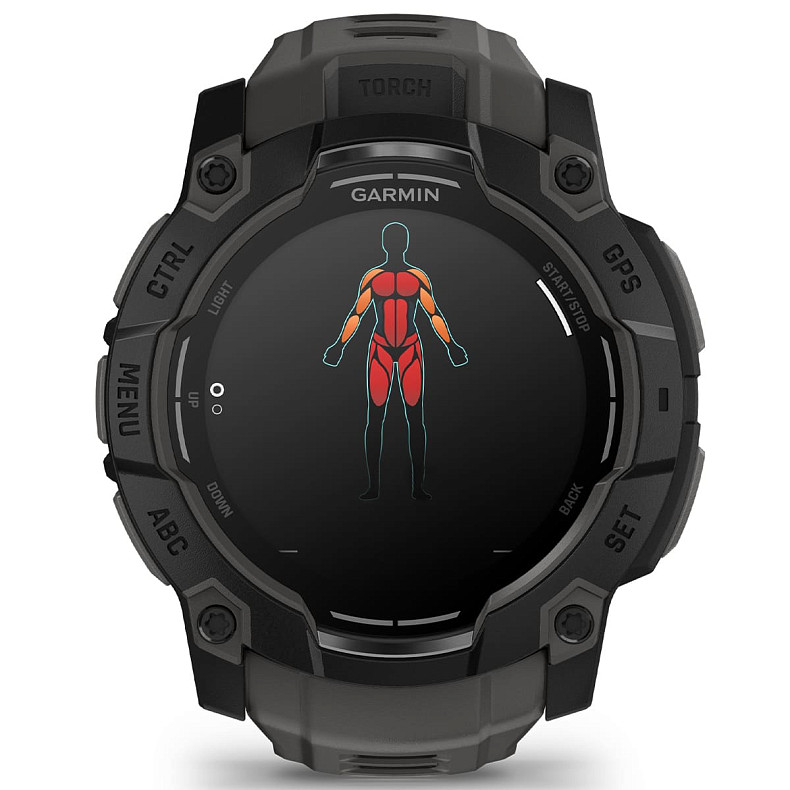 Спортивний годинник GARMIN Instinct 3 50mm AMOLED Black with Charcoal Silicone