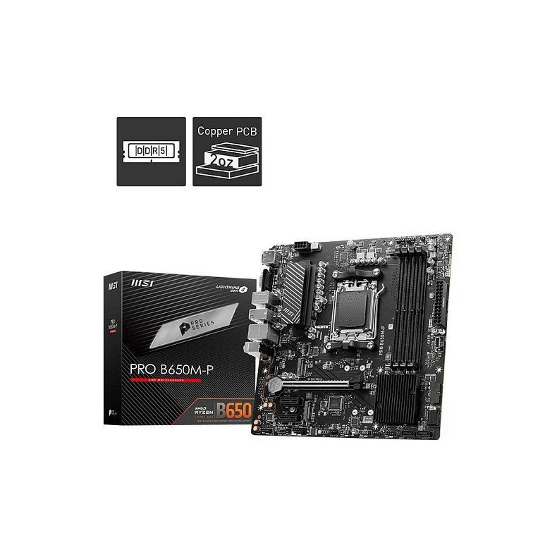 Материнская плата MSI PRO B650M-P sAM5 B650 4xDDR5 HDMI DP D-Sub mATX