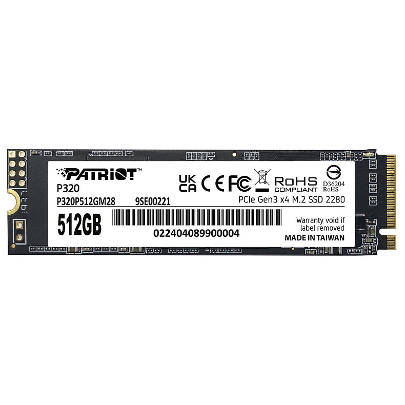 SSD диск 512GB Patriot P320 M.2 2280 PCIe 3.0 x4 NVMe TLC (P320P512GM28)