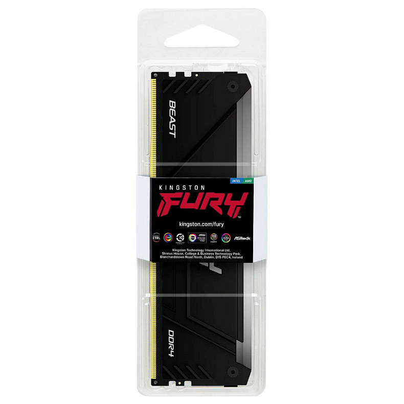 ОЗУ Kingston Fury Beast DDR4 8GB 3200MHz RGB (KF432C16BB2A/8WP)