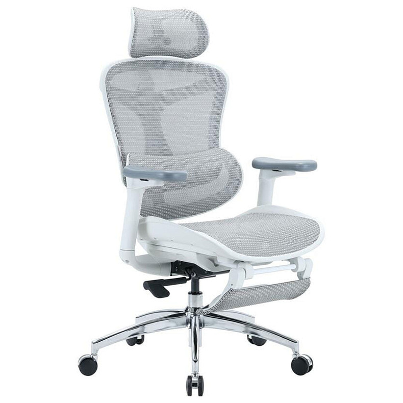 Крісло офісне з підставкою для ніг Sihoo DORO C300L Mesh White
