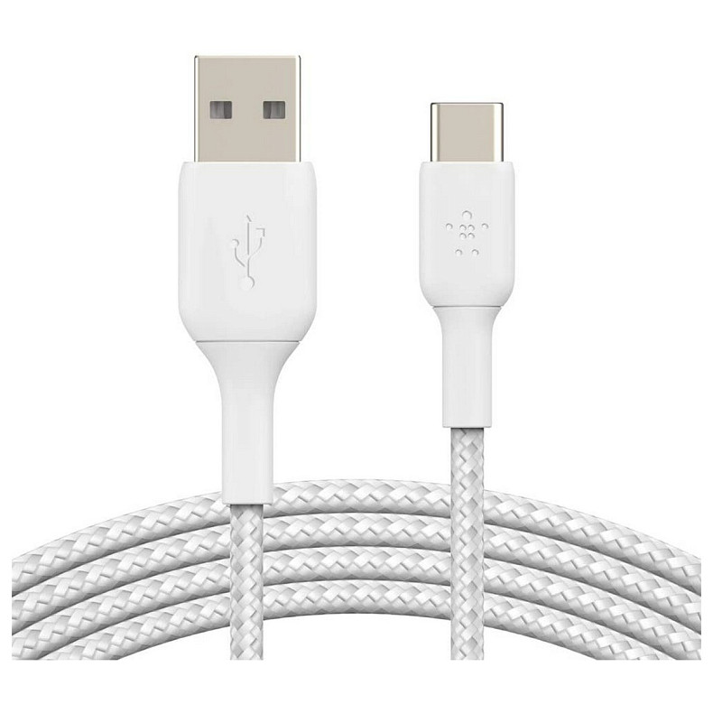 Кабель Belkin USB-A - USB-С, BRAIDED, 1m, white