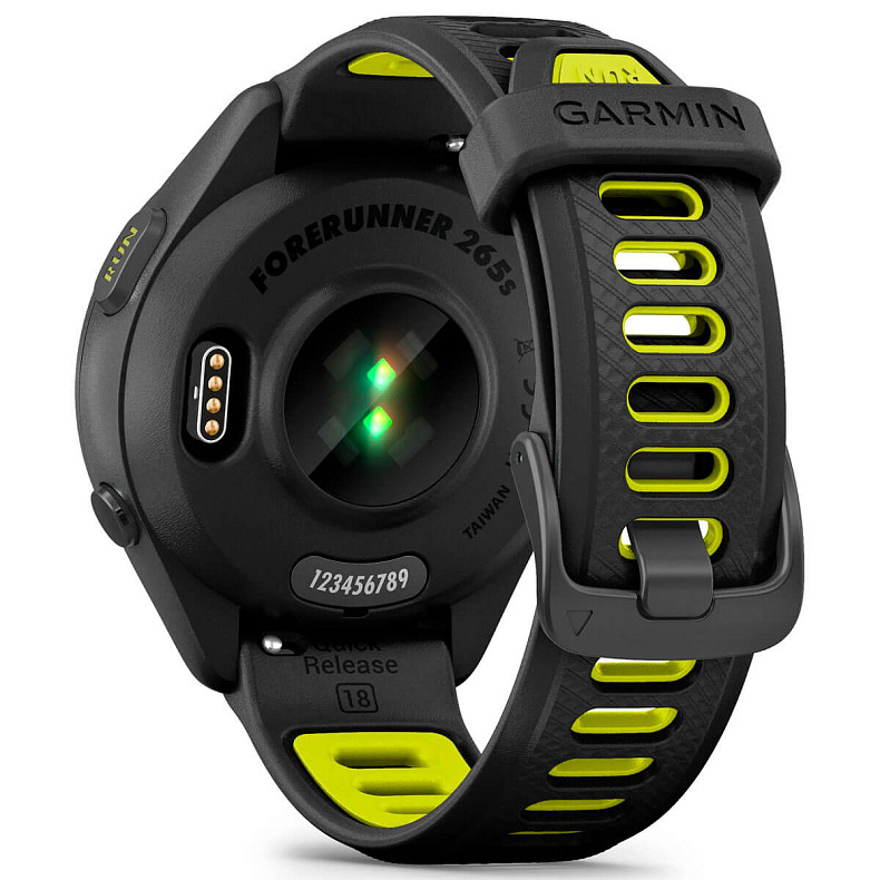 Спортивний годинник GARMIN Forerunner 265S Black Bezel and Case with Black/Amp Yellow Silicone Band