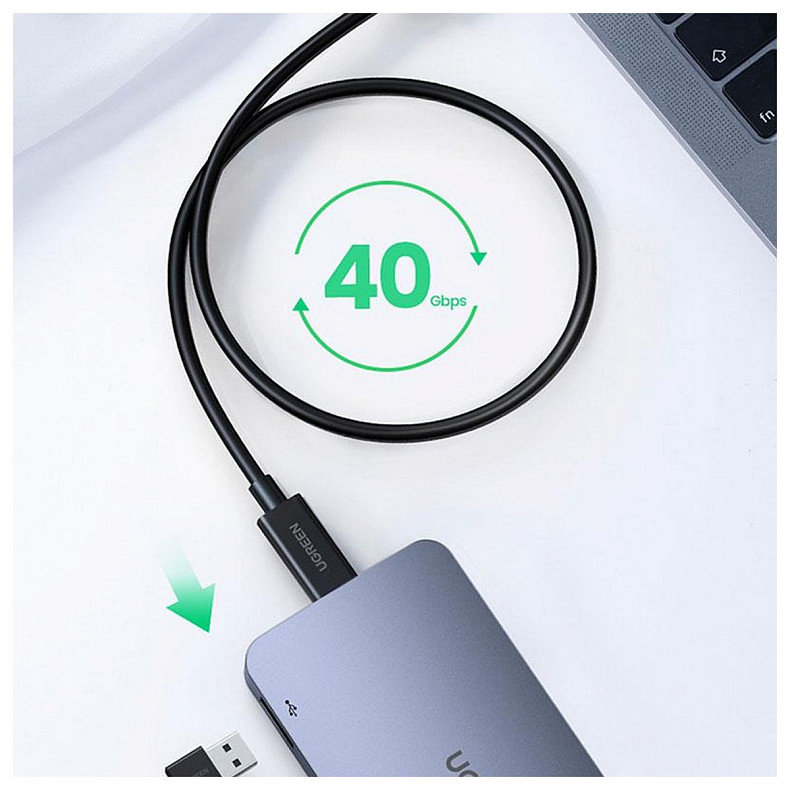 Кабель Ugreen US501 USB - USB-C, 0.8м, Black (30389)