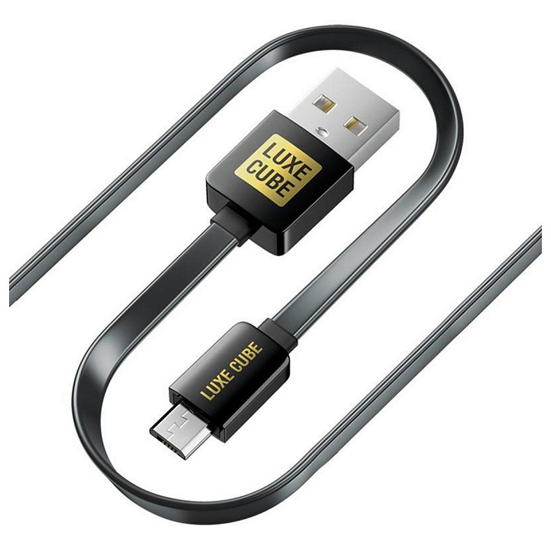 Кабель Luxe Cube Flat USB-microUSB, 1м, чорний (2231252966013)