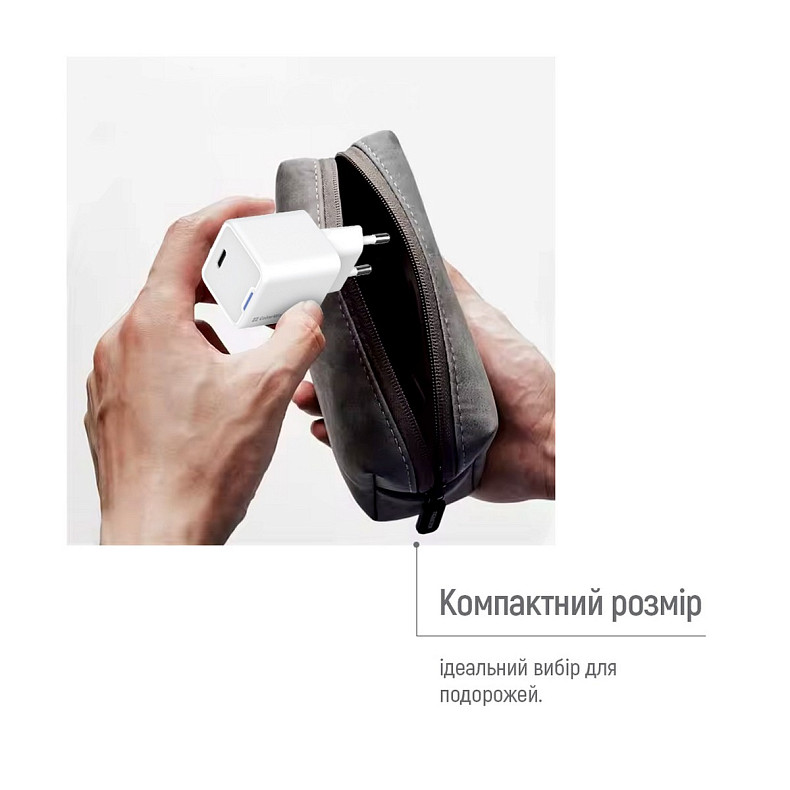 Сетевое зарядное устройство ColorWay GaN Mini 20W PD Port PPS USB-C White (CW-CHS059PD-WT)