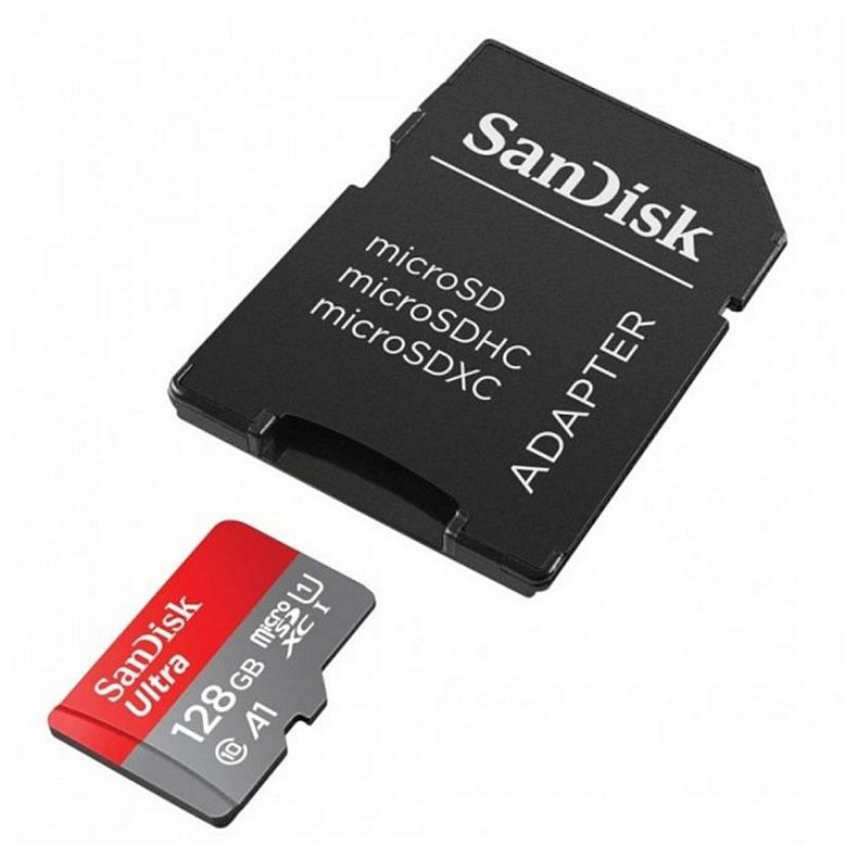 Карта памяти MicroSDXC 128GB UHS-I Class 10 SanDisk Ultra A1 R140MB/s + SD-adapter