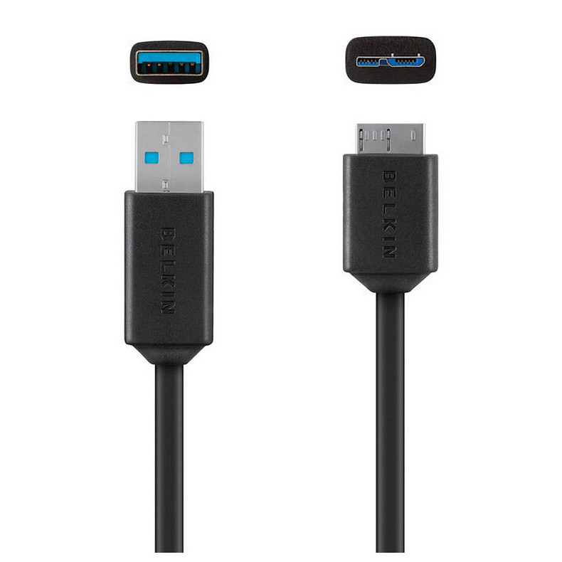 Кабель Belkin USB 3.0 - MicroUSB 3.0 (5Gbps) 0.9 м Black (F3U166bt03-BLK)