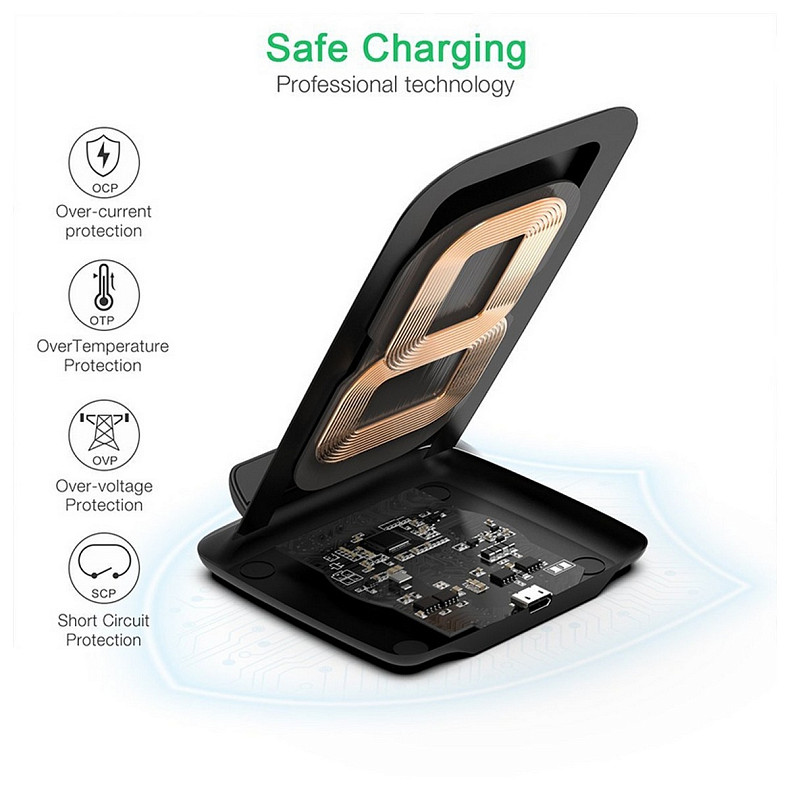 Зарядний пристрій Choetech 15W Fast Wireless Charging Stand 2coils black