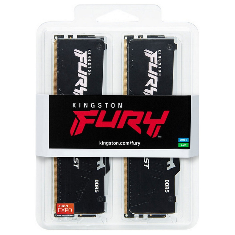 ОЗП Kingston Fury Beast RGB Black 2x32GB 5200 DDR5 (KF552C40BBAK2-64)