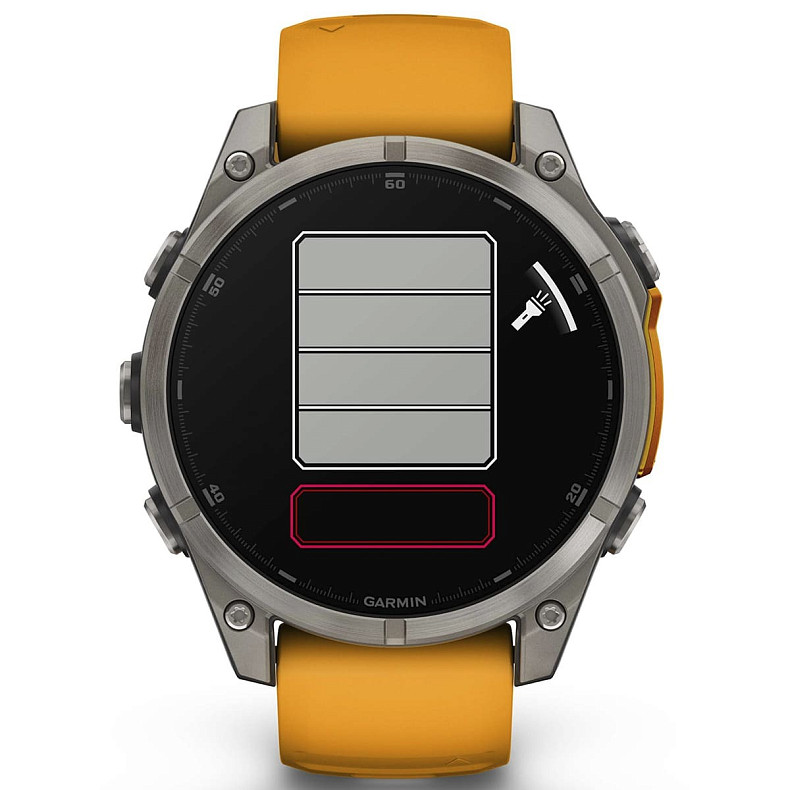 Спортивные часы GARMIN Fenix 8 47mm AMOLED Sapphire Graphite DLC Titanium with Spark Orange Silicone Band