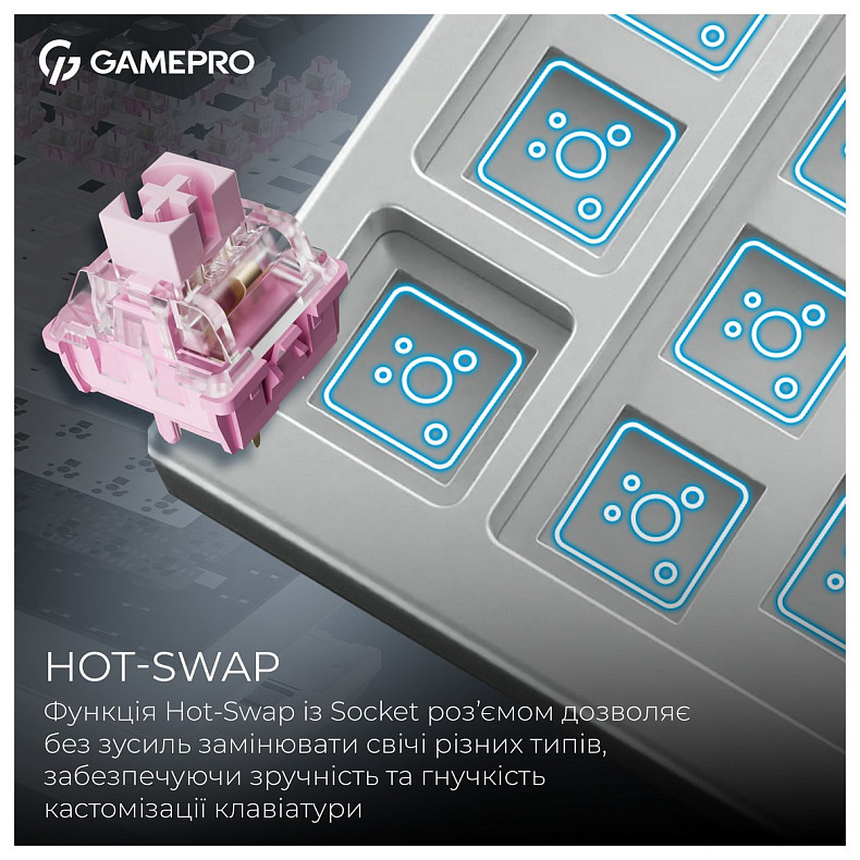 Клавіатура GamePro Asgard Valhalla QLAB Sakura Switch White With Display (MK160-W-D-QS-