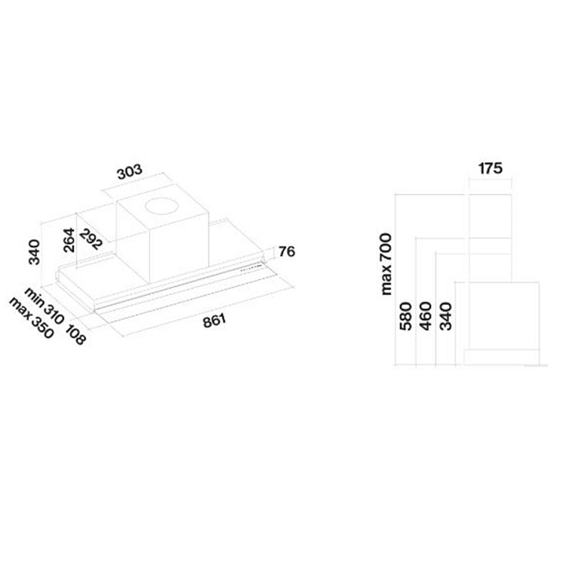 Вбудована витяжка VIRGOLA NO-DROP Comfort 90 чорний 800 CVJN90.E37P2#EUN490F