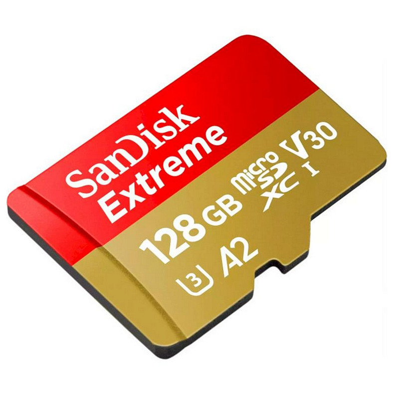 Карта памяти MicroSDXC 128GB UHS-I U3 R190/W90MB/s SanDisk Extreme V30 + SD-адаптер (SDSQXAA-128G-GN