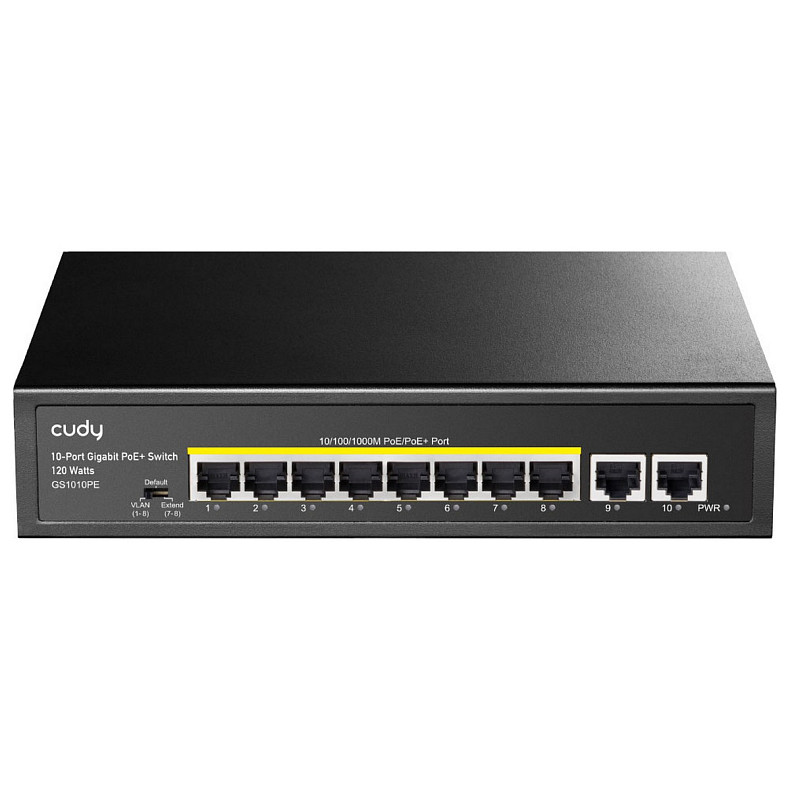 Комутатор Cudy GS1010PE, 8-Port Gigabit PoE+ Switch with 2 Gigabit Uplink Ports 120W