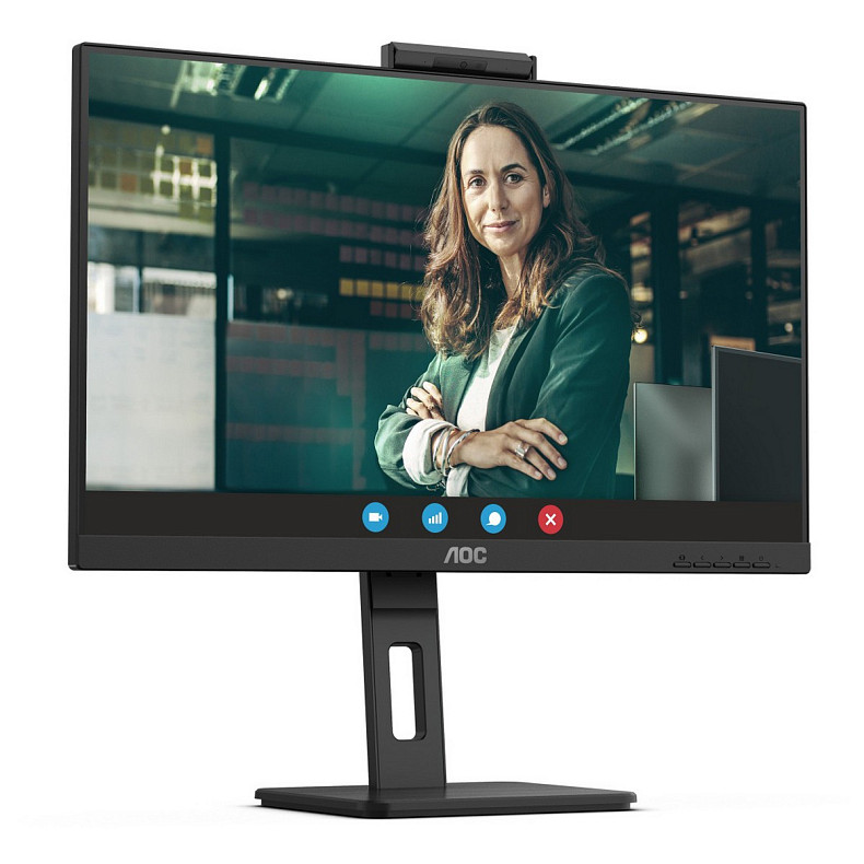 TFT 23.8" AOC 24P3QW, IPS, 75Hz, 2хHDMI, DP, USB-hub, webcam, HAS, Pivot, колонки, черный