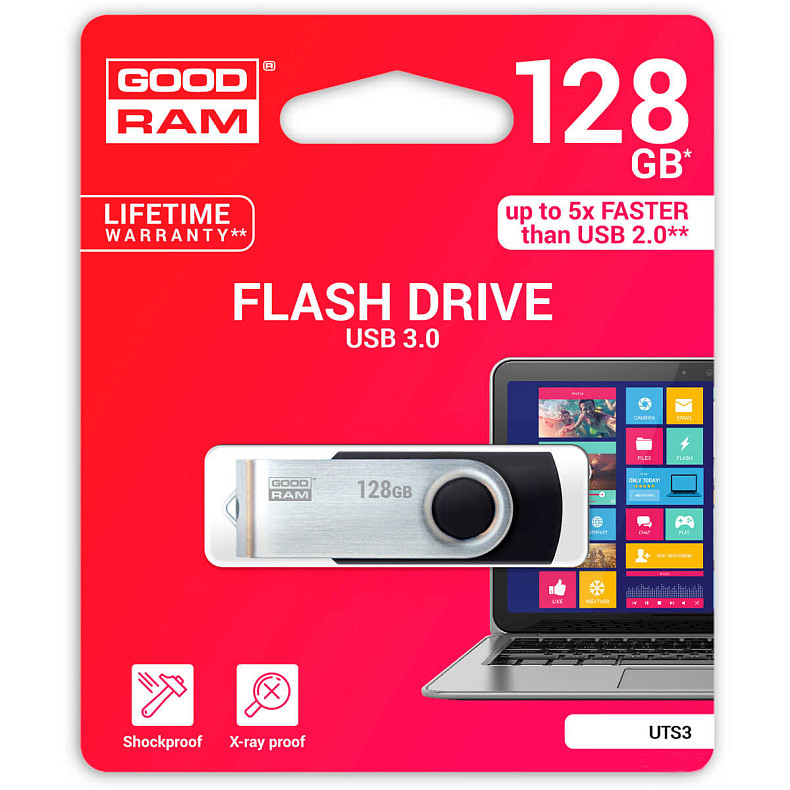 Флеш накопитель USB 3.0 128GB GOODRAM UTS3 (Twister) Black (UTS3-1280K0R11)