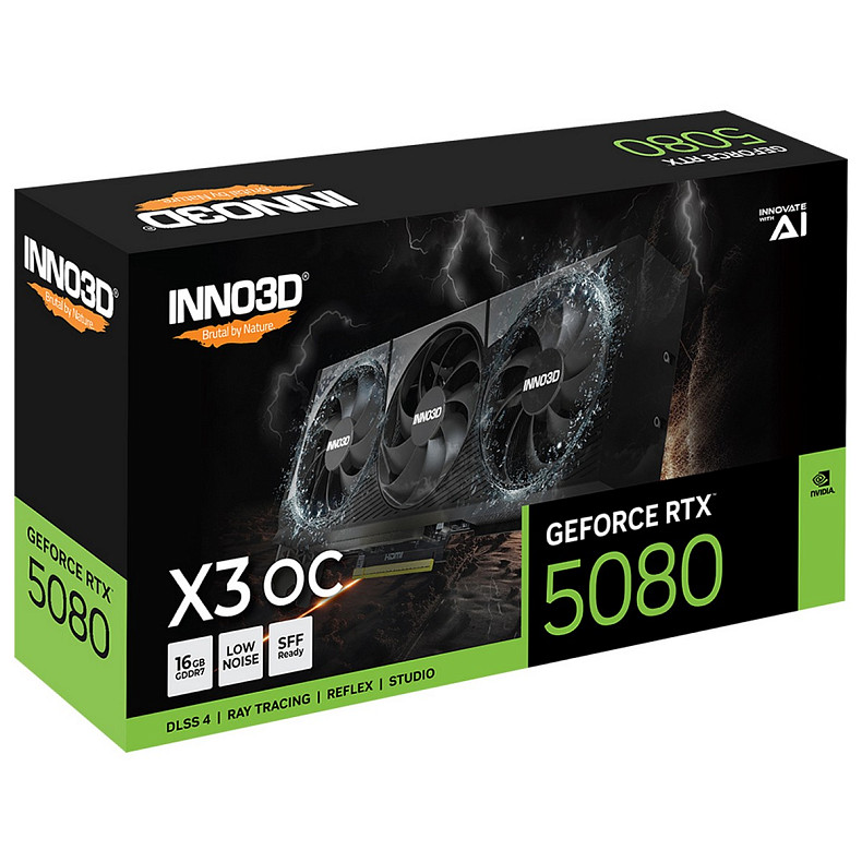 Відеокарта Inno3D GeForce RTX5080 X3 OC, 16GB GDDR7, 256bit, PCI Express 5.0