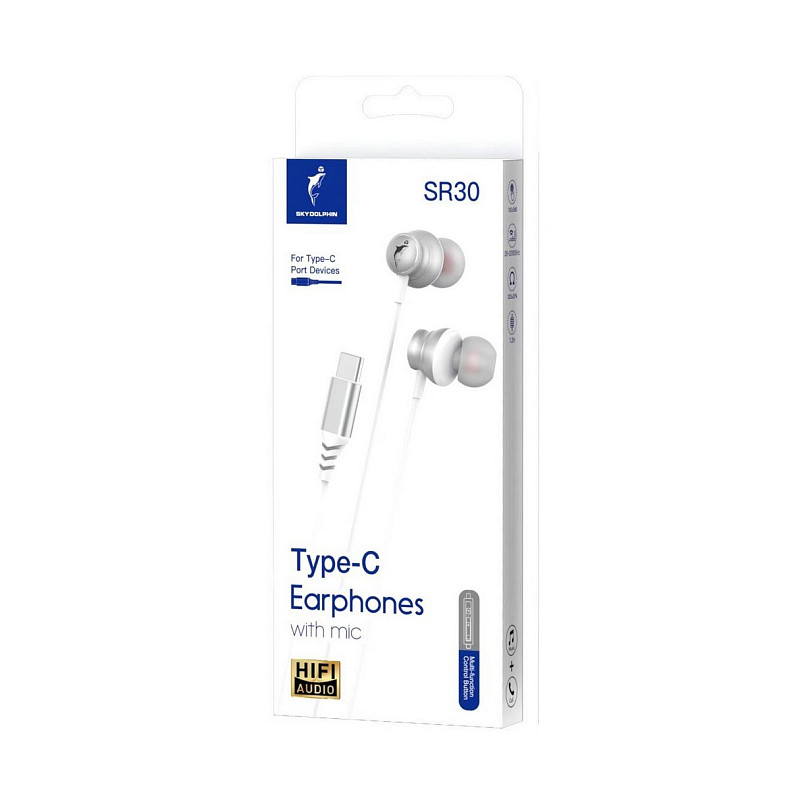 Гарнітура SkyDolphin SR30 з mic для Type-C DAC White (HF-000486)