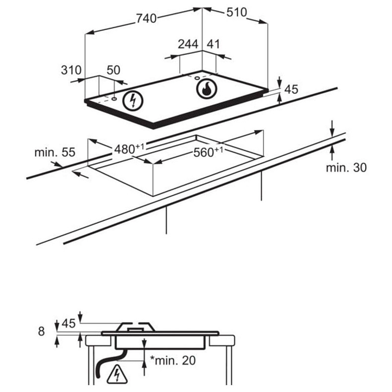 Варочная поверхность газовая Electrolux KGG753753K