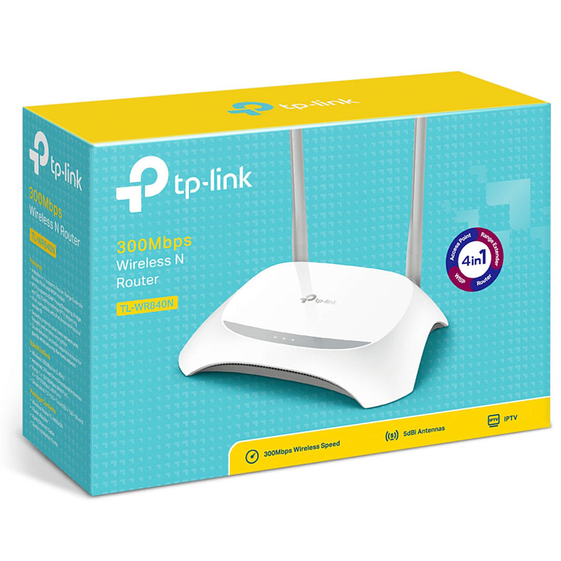 Wi-Fi Роутер TP-Link TL-WR840N v2 (N300, 1*Wan, 4*Lan, IPTV Мulticast, 2 антенны)