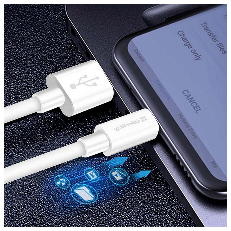 Кабель ColorWay USB-USB Type-C, 5.0А, 1м, White (CW-CBUC019-WH)