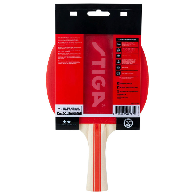 Ракетка для настольного тенниса Stiga React 2 Star FL (1212-8418-01)