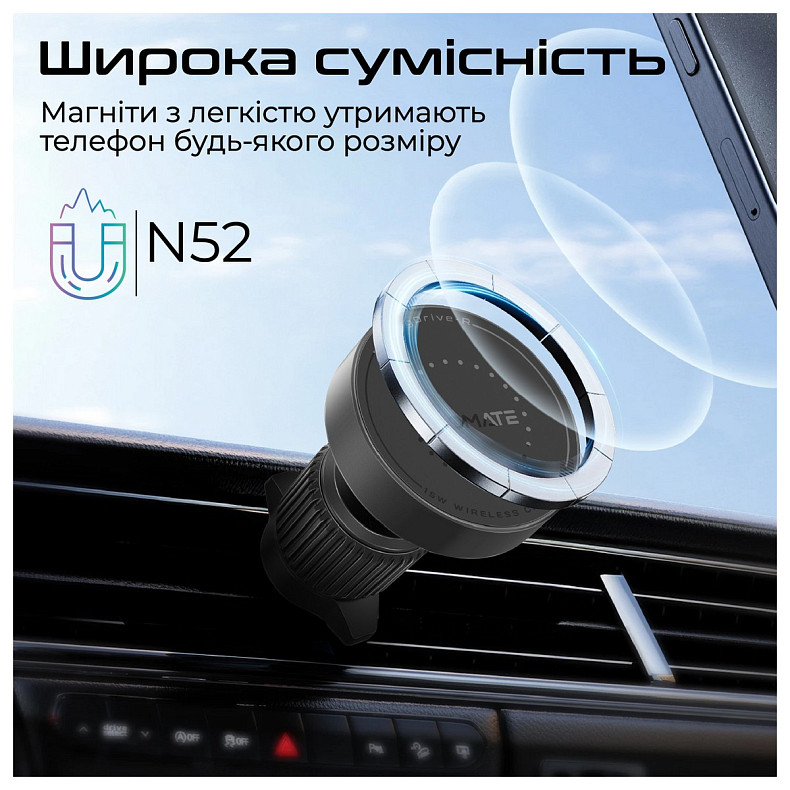 Автомобільний зарядний пристрій Promate Magdrive-r Black