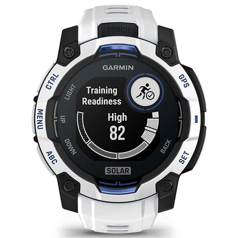 Спортивные часы Garmin Instinct 3 45mm Solar Whitestone with Whitestone/Bolt Blue Silicone (010-02934-43)
