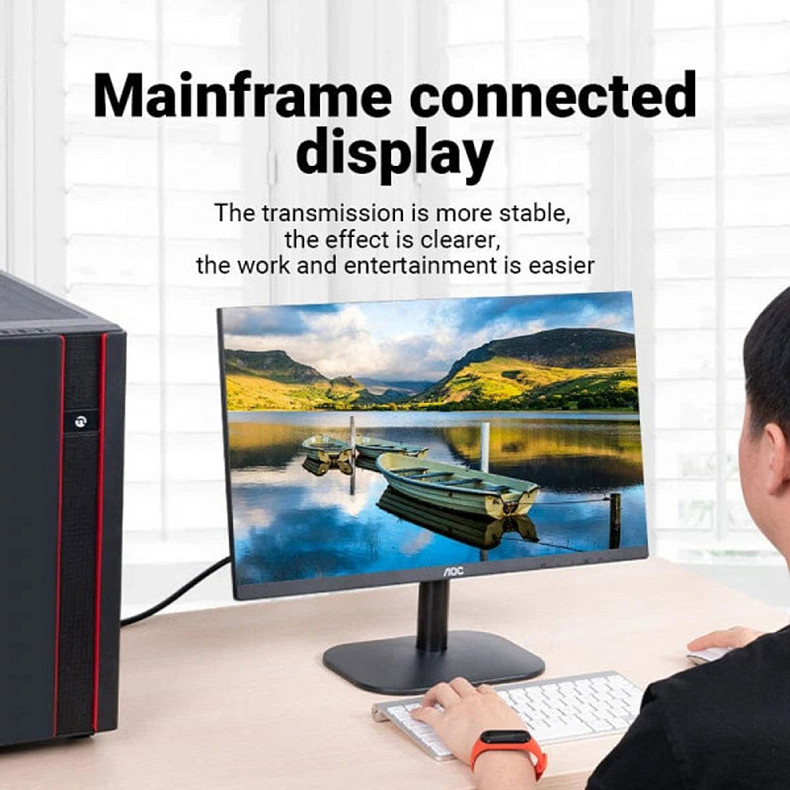 Кабель VGA 15M-15M, 2.0 м, с ферритами, черный Vention