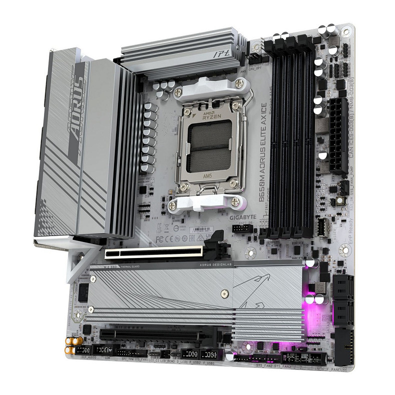 Материнська плата GIGABYTE B650M A ELITE AX ICE sAM5 B650 4xDDR5 M.2 HDMI DP Wi-Fi mATX