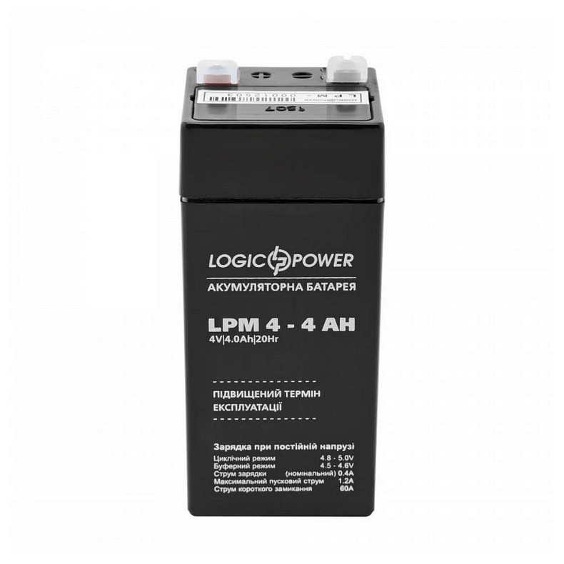 Акумуляторна батарея LogicPower LPM 4V 4AH (LPM 4 - 4 AH) AGM