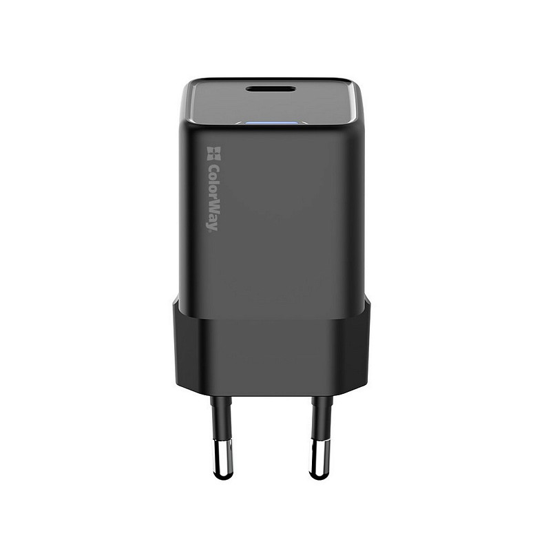Сетевое зарядное устройство ColorWay GaN Mini 25W PD Port PPS USB-C Black (CW-CHS052PD-BK)