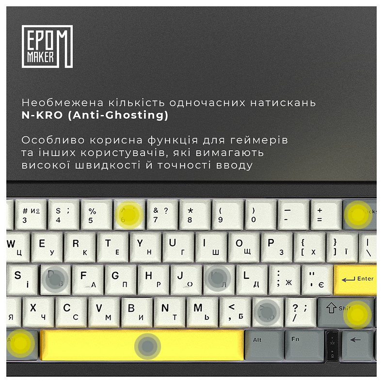 Клавіатура Epomaker EK68 65% Flamingo Switch Hot-Swap (2.4G/BT/USB) RGB UA Black (EK68-B-F)