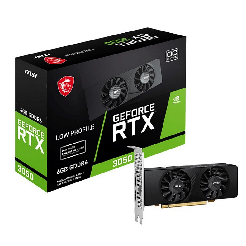 Відеокарта GF RTX 3050 6GB GDDR6 Low Profile OC MSI (GeForce RTX 3050 LP 6G OC)