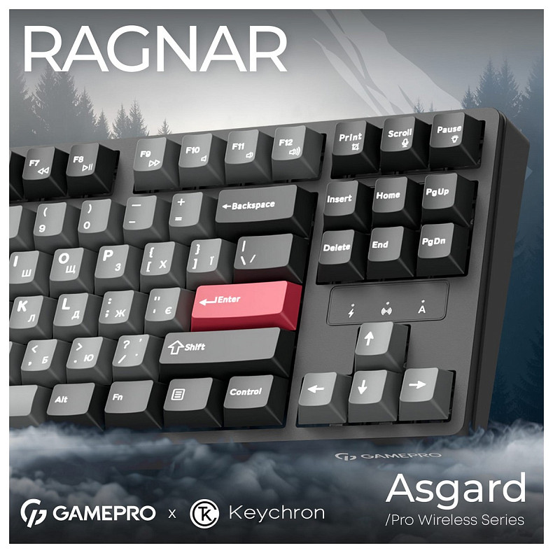 Клавиатура GamePro Asgard Ragnar Keychron Super Red Switch Black (MK285BK)