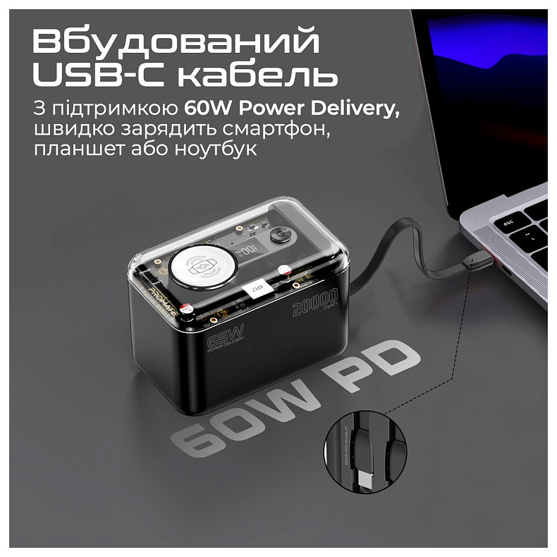 Универсальная мобильная батарея Promate Mavrix-20 20000mAh 65W Black (mavrix-20.black)