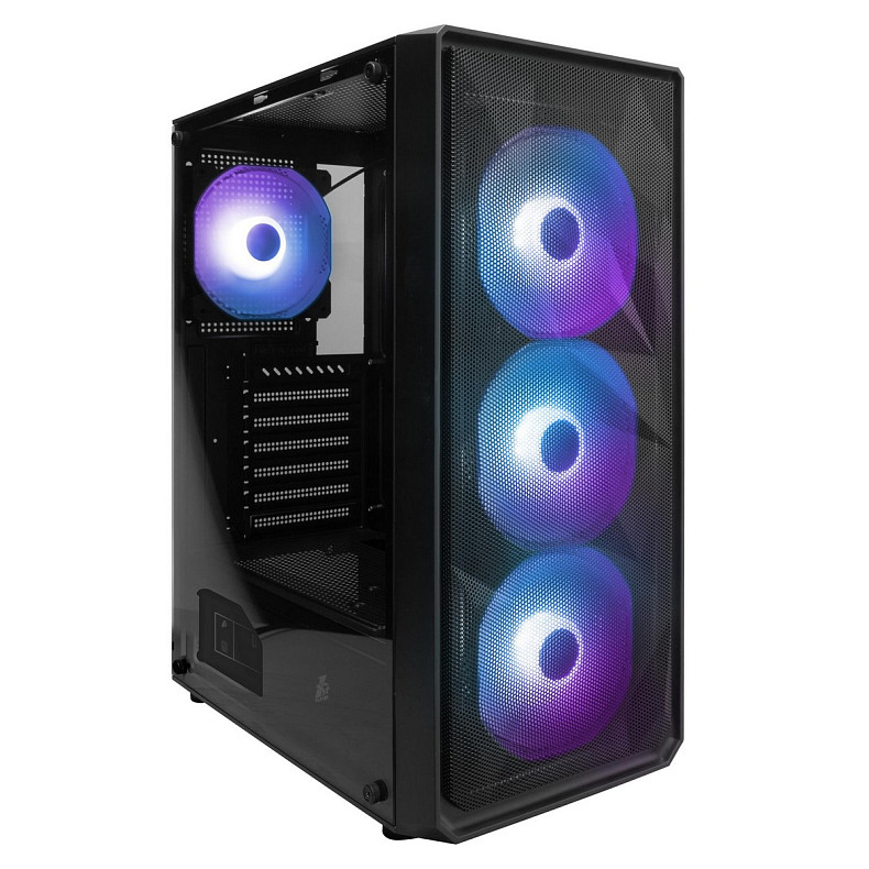 Корпус 1stPlayer FD3-BK-4F7 Black без БП