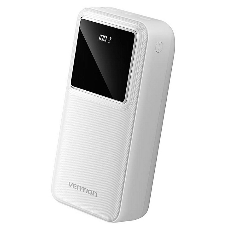 УМБ Vention 30000mAh 22.5W 3A, PD, QC3.0, Micro-USB, USB-C, 2x USB-A, LED Display White