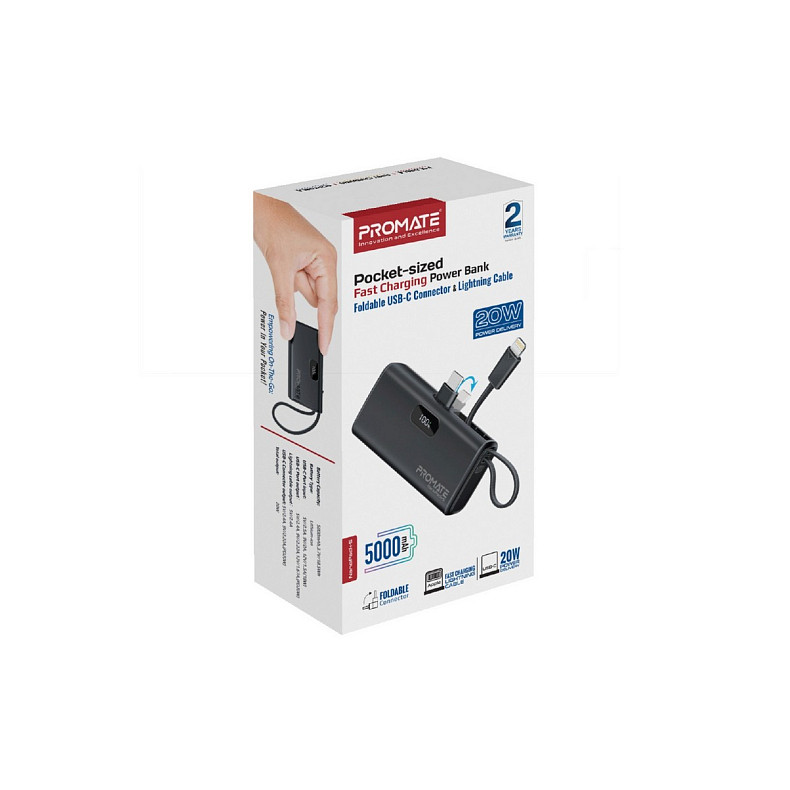 Универсальная мобильная батарея Promate Nanopack-5 5000mAh 20W Black (nanopack-5.black)