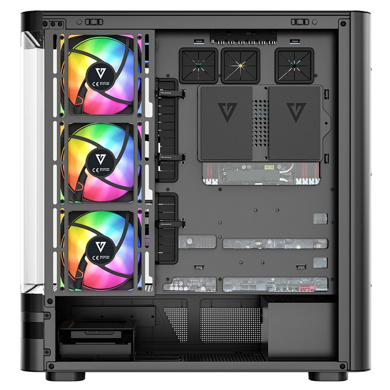 Корпус Modecom VOLCANO AQ200 ARGB MIDI FRONT LCD, 4x120mm fans BLACK без БЖ ATX