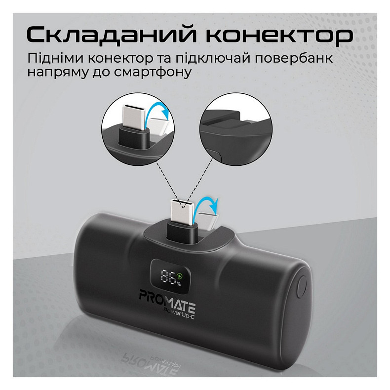 Универсальная мобильная батарея Promate PowerUp-c 5000mAh 20W Black (powerup-c.black)