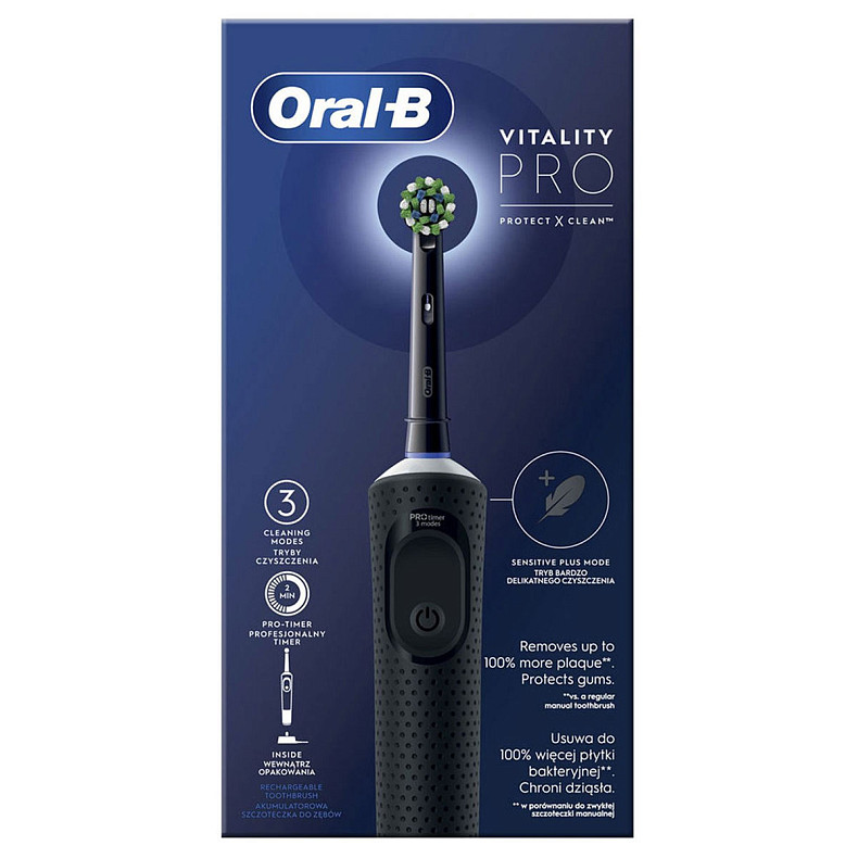 Зубная электр. щетка Oral-B Vitality D103.413.3 PRO Protect X Clean Cross Action EB50BRB Black